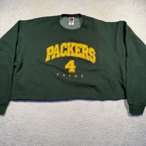 Vintage Green Bay Packers Favre #4 Cropped Sweatshirt Fruit of the‎ Loom XXL